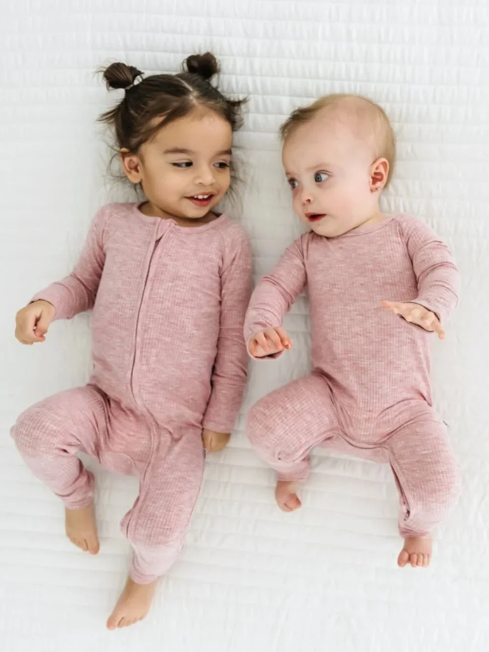 Little Sleepies Heather Mauve Ribbed Crescent Zippy Newborn